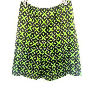 Sara Campbell A-Line Skirt Sz M Preppy Coastal Mod Green Retro Geometric 60s